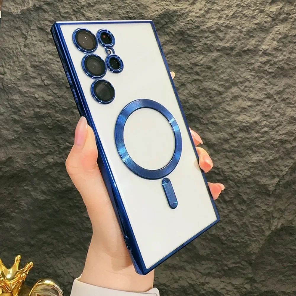 Luxury Clear Magnetic For Magsafe Cases Soft Shockproof With Camera Lens Protector For Samsung S20 S21 S22 S23 FE S24 Ultra Plus Note 10 20 A05 A05S A