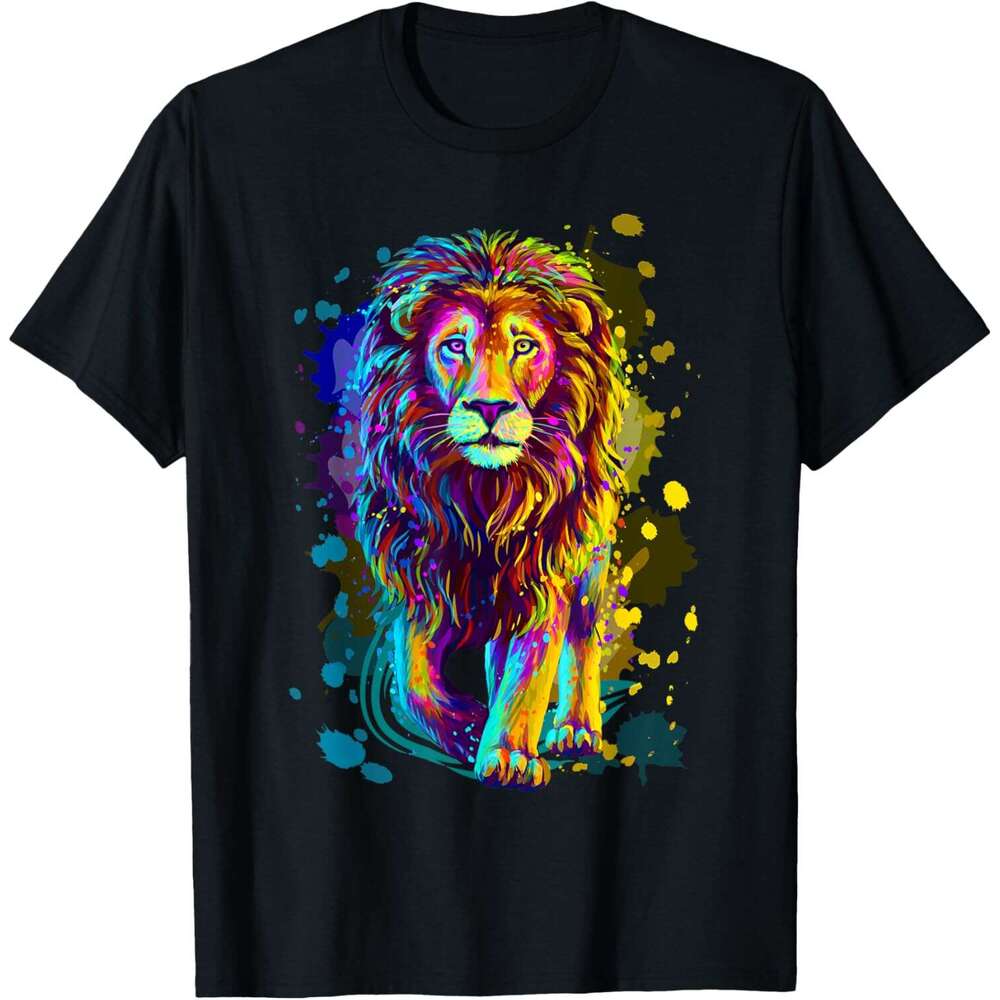 T shirt Mens Cool Colorful Wild Stylish T Shirt Lion Graphic Design T-Shirt shirts tshirt graphic tee Casual tops summer clothes Short sleeve