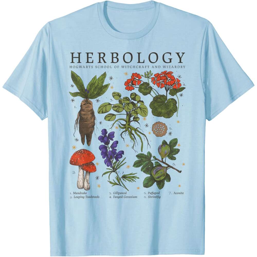 T shirt Mens Herbology Plants Short Sleeve T-Shirt shirts tshirt graphic tee Casual tops summer clothes Short sleeve Free shipping