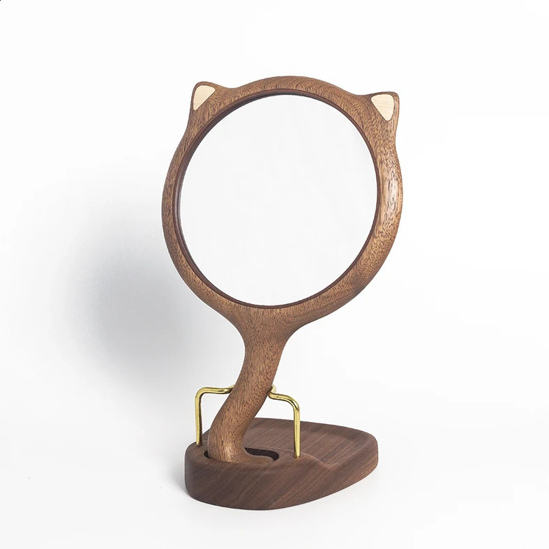 Beauty mirror LED light dressing table decoration cute and creative solid wood birthday gift 240729