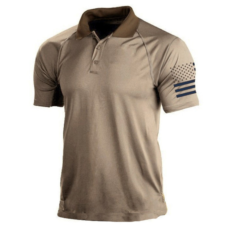 Men's outdoor American flag 3D digital collar polo shirt T-shirt