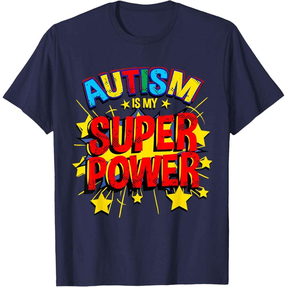 T shirt Mens Is My Superpower Autism Awareness T-Shirt shirts tshirt graphic tee Casual tops summer clothes Short sleeve Free shipping