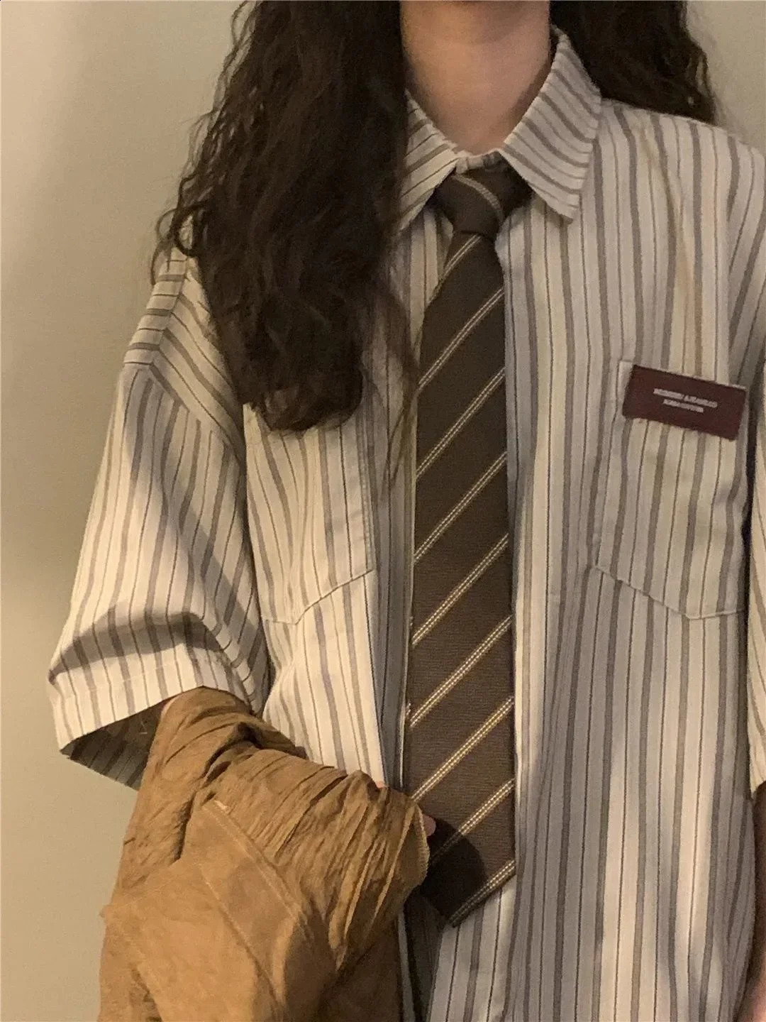 Retro Loose Women Blouses Versatile Short Sleeved Striped Shirt Vintage Clothes Top Shirts Blouses Blusas Mujer De Moda 240805