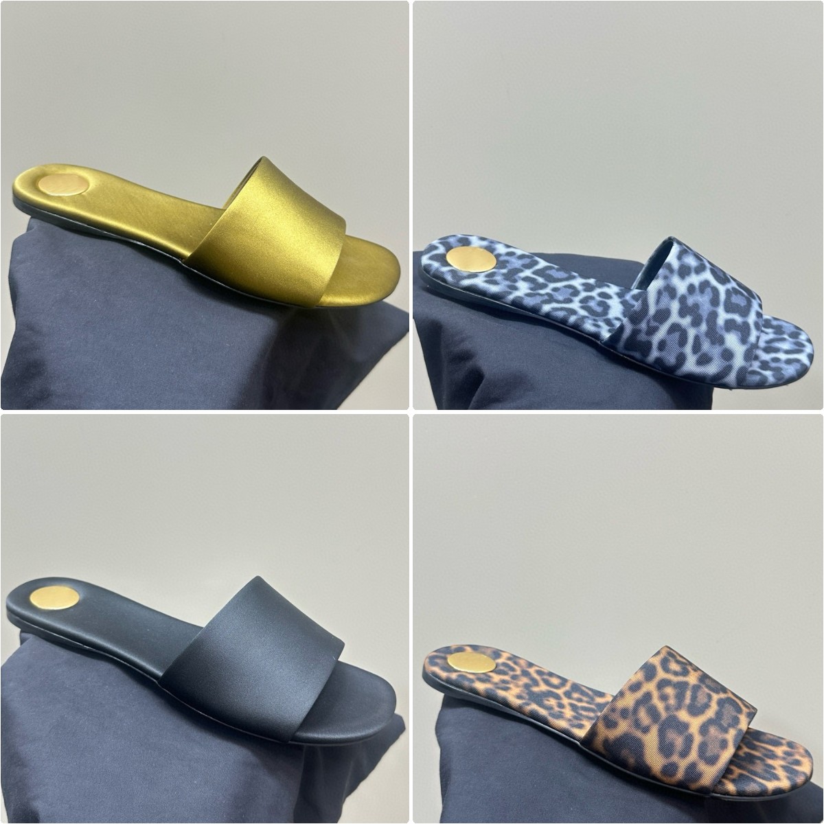 Designer- Shoes Carlyle Slides summer Women Casual mules Flat slippers luxury Glazed Patent leather Satin Crepe Round headed slippers Scuffs Beach Sandals