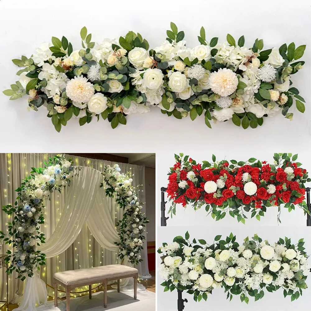100cm Artificial Flower Row DIY Wedding Party Background Wall Decoration Flowers Outdoor Forest Wedding Decoration Fake Flowers 240805