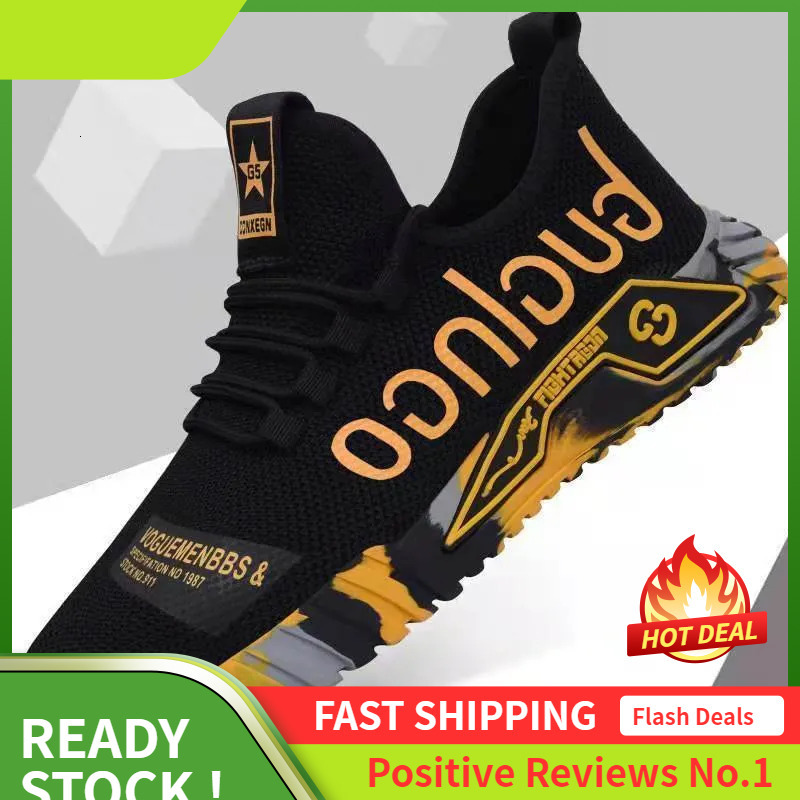 Ddmyoutdoor Men Trendy Sports Air Cushion Soft Soled Athleisure Casual Style Running Shoes Breathable Comfortable Runners Ikers Yellow Free Shipping O
