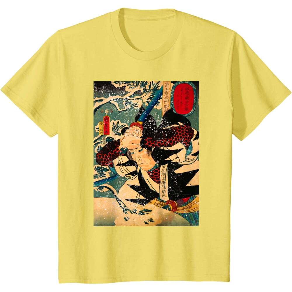 T shirt Mens Japanese Art Print Samurai Fighting Graphic Design T-Shirt shirts tshirt graphic tee Casual tops summer clothes Short sleeve Free shippin