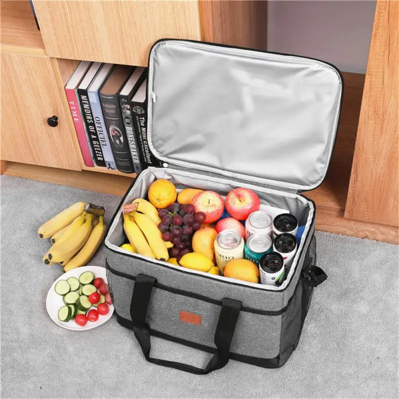 35L large capacity foldable cooler bag insulated picnic lunch outdoor travel camping barbecue family gathering 240910