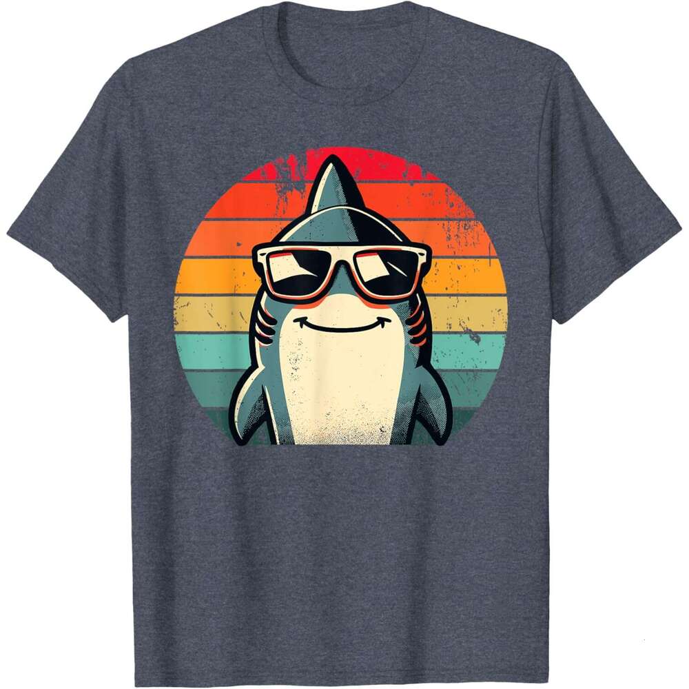 T shirt Mens Cool Retro in Sunglasses 70s 80s 90s Funny Shark T-Shirt shirts tshirt graphic tee Casual tops summer clothes Short sleeve Free shipping