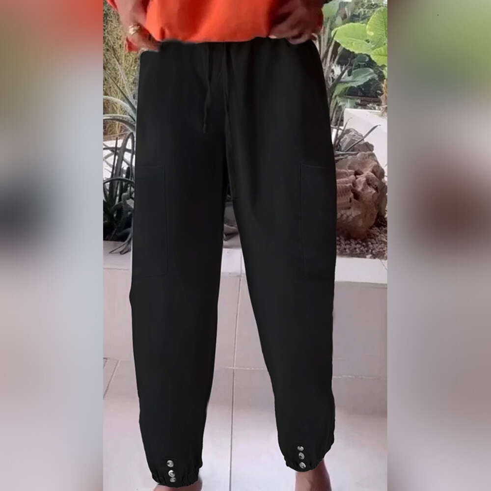 2024 New Loose Fit High Waisted Cropped with Wide Legs and Mid Waist Micro Elastic Womens Pants Nine Points Waterproof Trousers Man Jeans for Pregnant