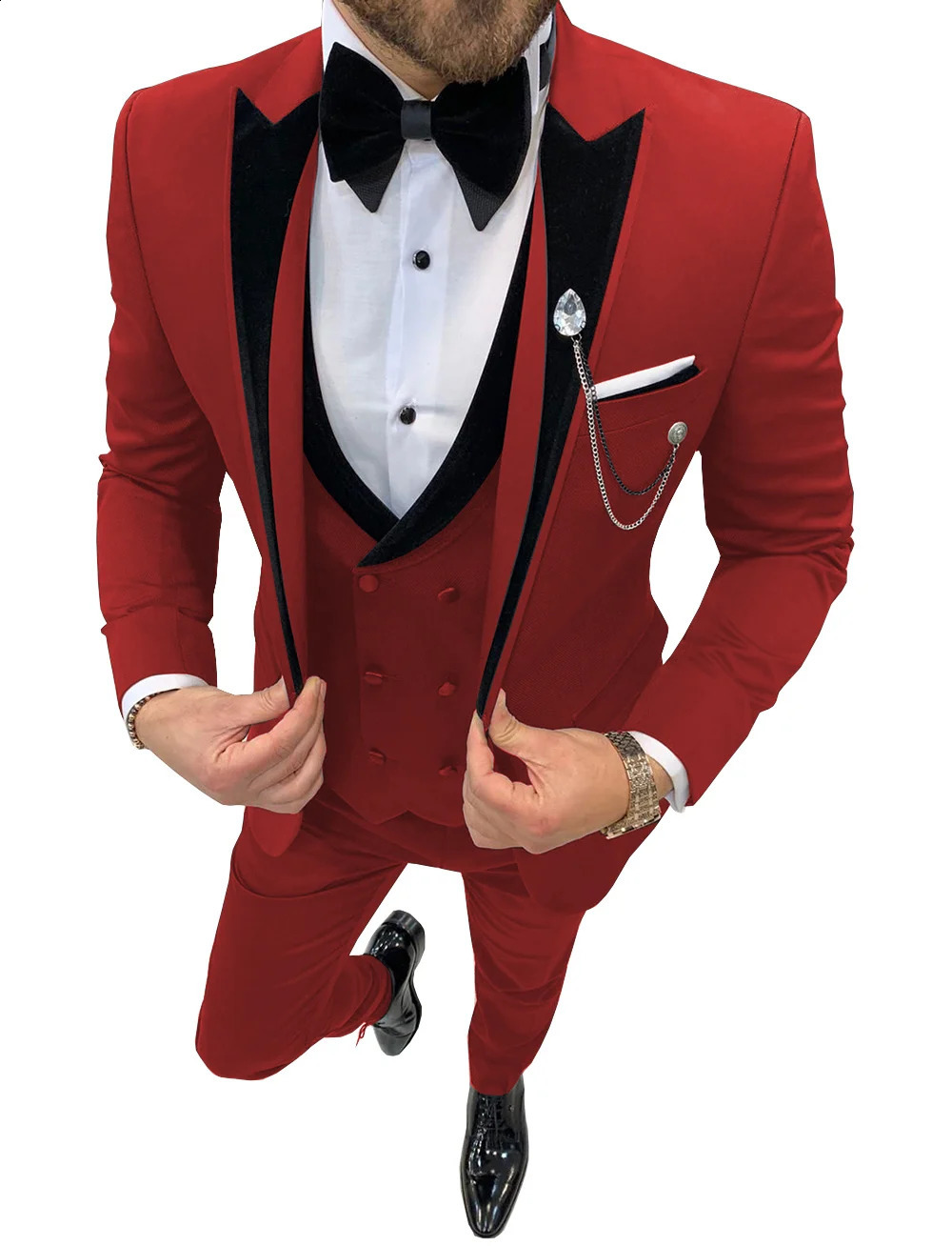 Mens suits Wave point Three Pieces Men Dress Suits Casual office business suits For WeddingBlazerVestPants 240812cj - view 7