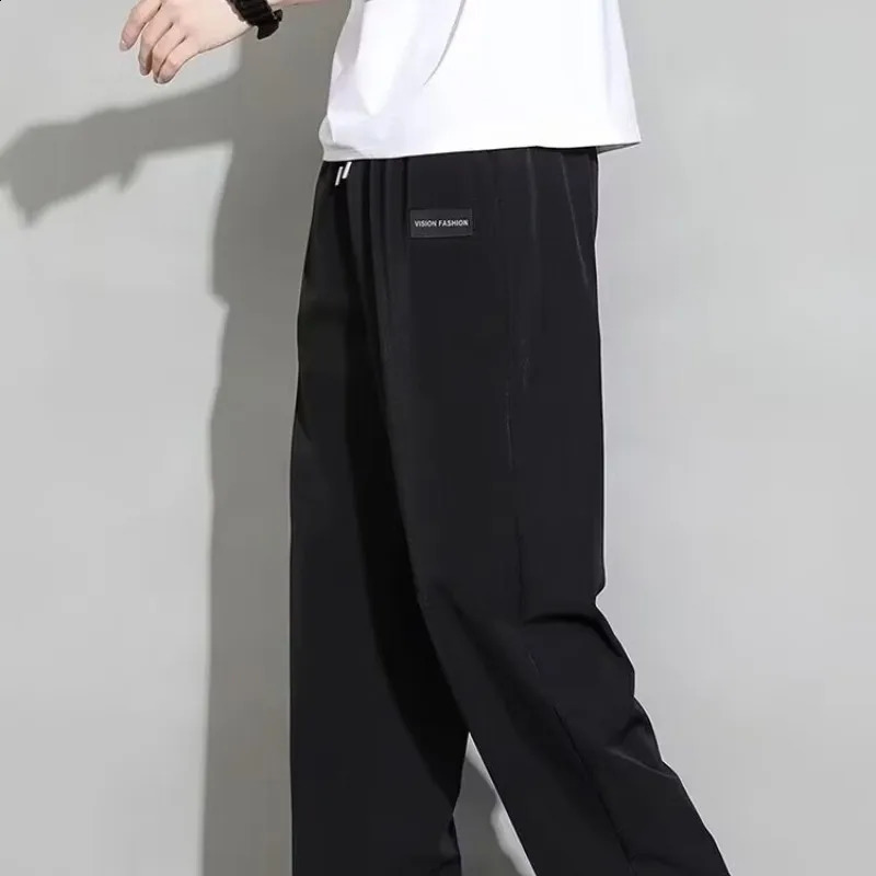 Straight Wide Leg Jogger Pants For Mens Summer Thin And Quick Drying Loose And Hanging Sports And Casual Mens Fashion 240822
