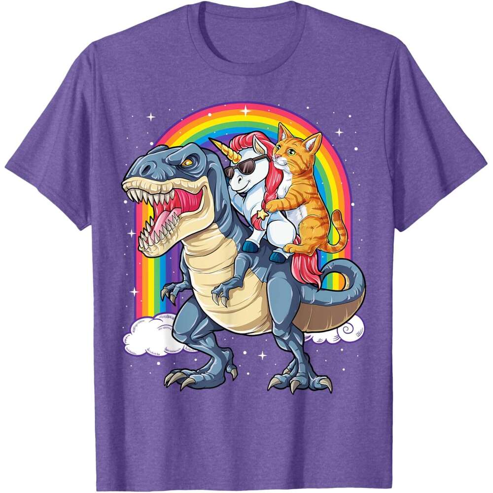 T shirt Mens Cat Unicorn Riding Dinosaur T rex Kitten Lover Space Galaxy T-Shirt shirts tshirt graphic tee Casual tops summer clothes Short sleeve