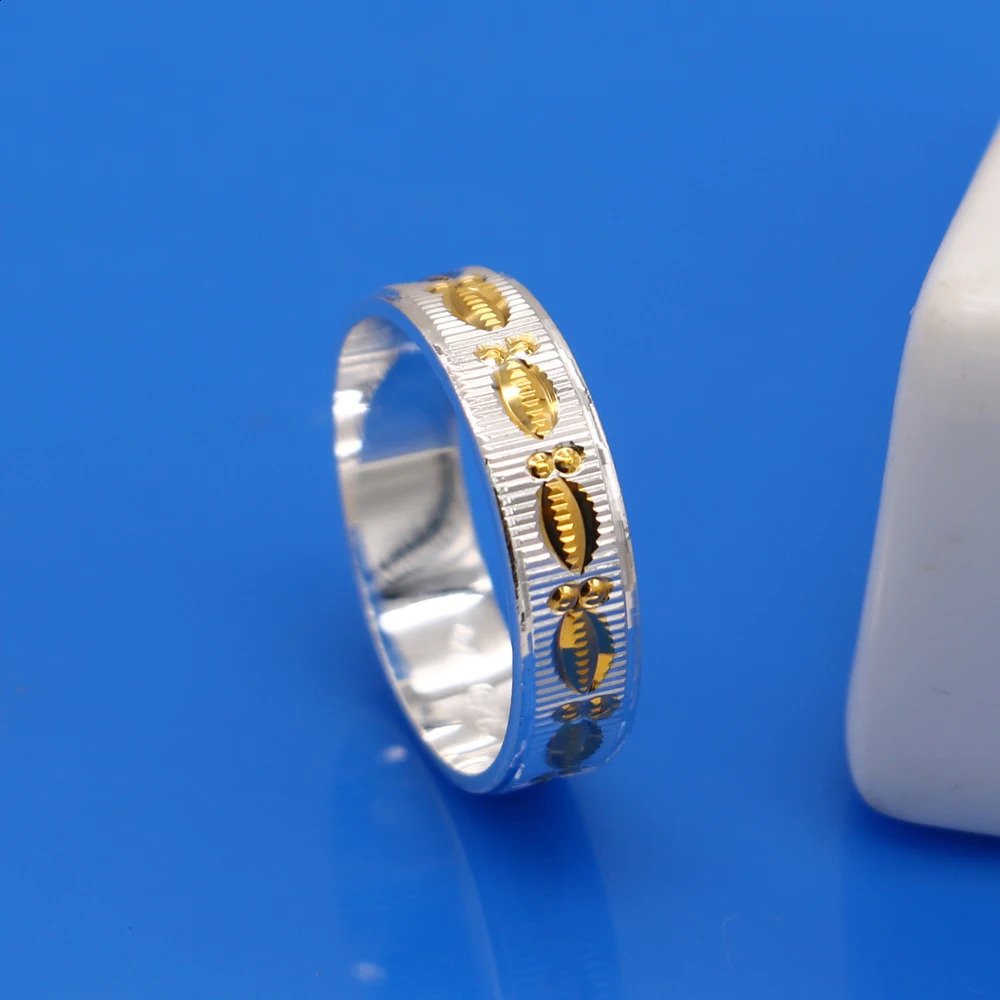 925 Silver Couple Lovers Rings for Women Men Vintage Punk Gold Pattern Finger Ring Fashion Jewelry Anniversary Birthday Gift 240905