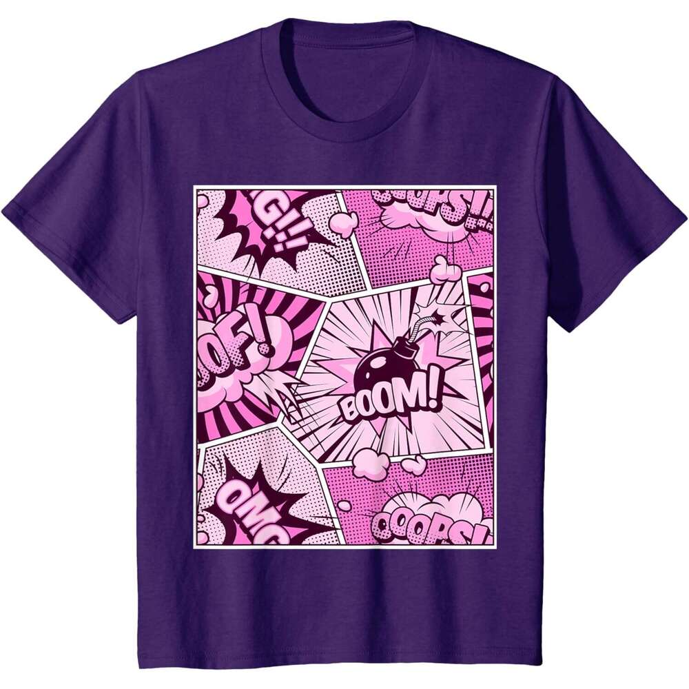 T shirt Mens Comic Book Pink Color Graphic T-Shirt shirts tshirt graphic tee Casual tops summer clothes Short sleeve Free shipping