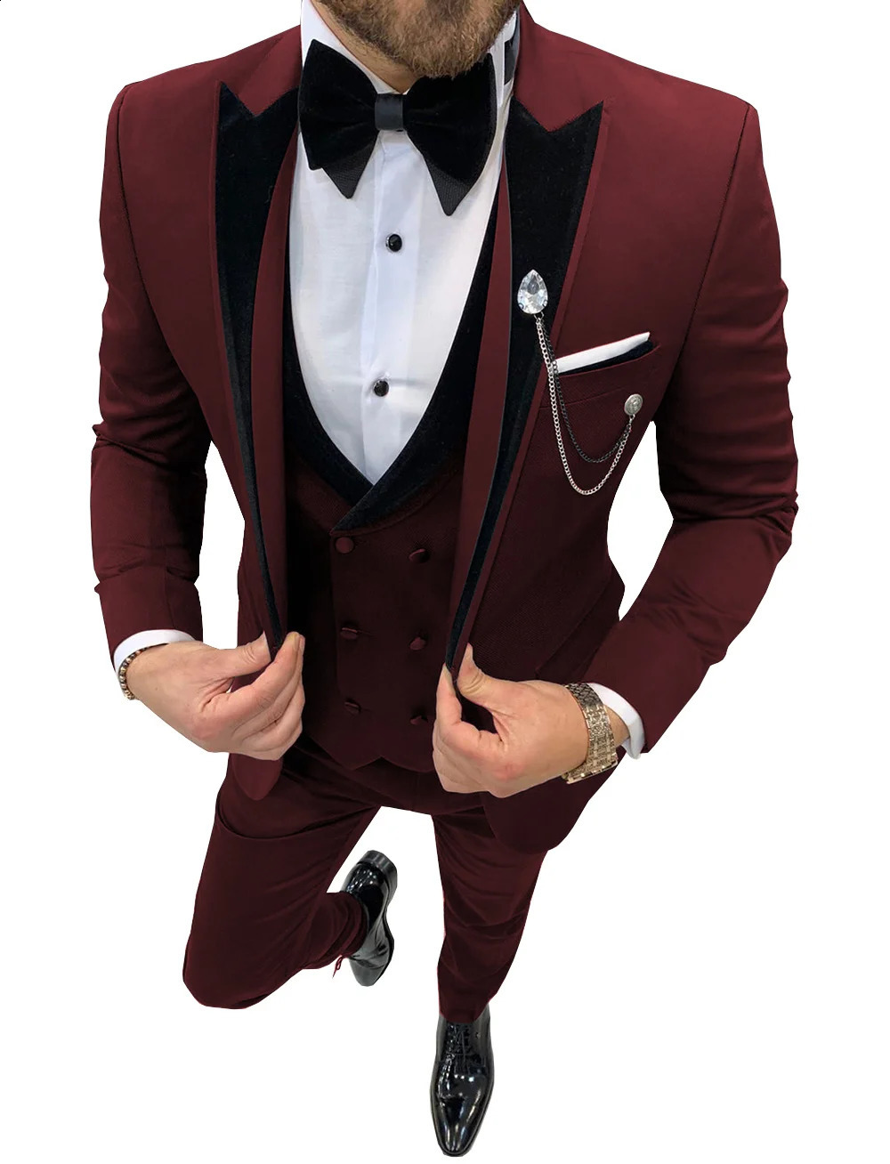 Mens suits Wave point Three Pieces Men Dress Suits Casual office business suits For WeddingBlazerVestPants 240812cj - view 6