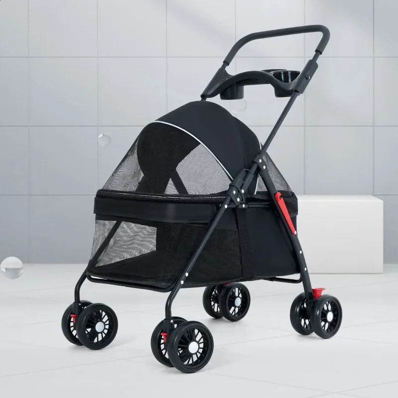 Stroller Lightweight Folding Walking Pet Carrying Bag Outdoor Travel Breathable Meal Plate Dog Cat Trolley for Small Dogs 240805 d21f 4