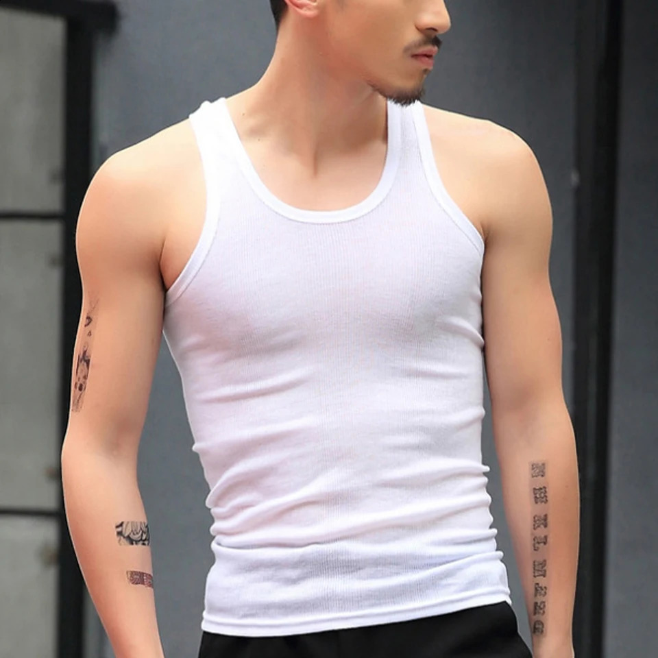 Men's TShirts Tank Tops Undershirt Gym Workout Sports Fitness TShirt Beater Underwear Vest Male Clothing 240819