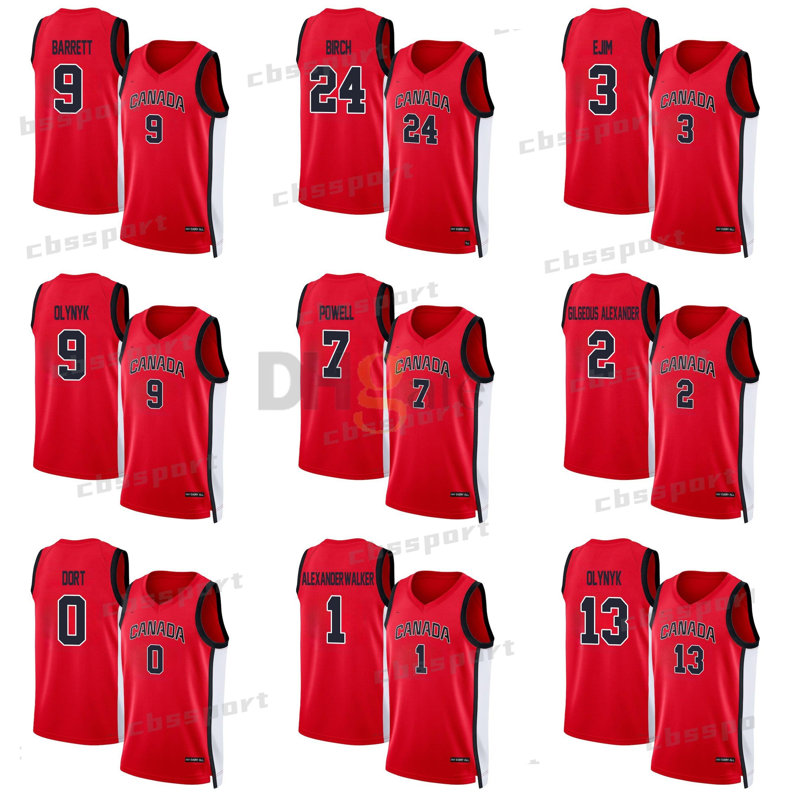 2024 Paris Canada Team Jersey Basketball Embroidered Stitched Uniform Custom 2 Gilgeous-Alexander 9 RJ Barrett 24 Dillon Brooks 0 Luguentz Dort 4 Jamal Murray