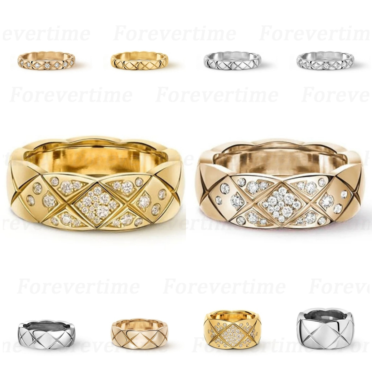 channelJewelry Designer rings S925 Silver Wide Narrow Diamond ring For Women Top quality Luxury 18k gold Rings classic fashion couple wedding jewelry gift