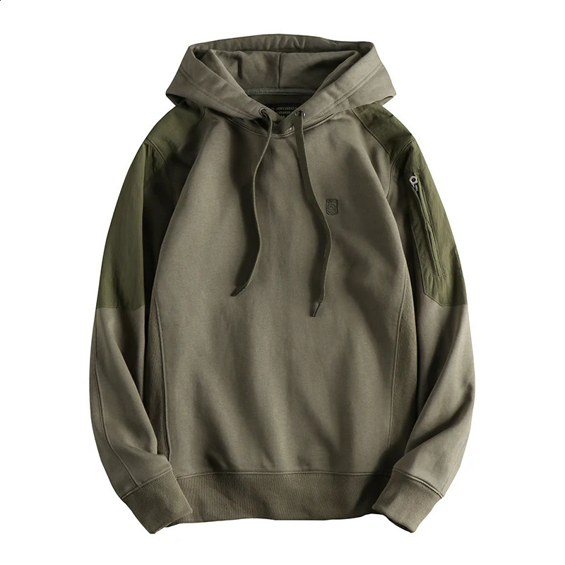 Spring Autumn American Retro Thick Velvet Hooded Hoodies Mens Fashion Pure Cotton Washed Old Loose Sport Casual Sweatshirt 240805