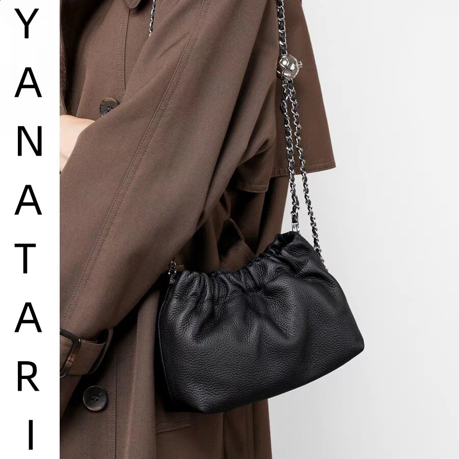 Leather cloud bag shoulder bag handbag womens cross body bag denim armpit small chain garbage bag 240904