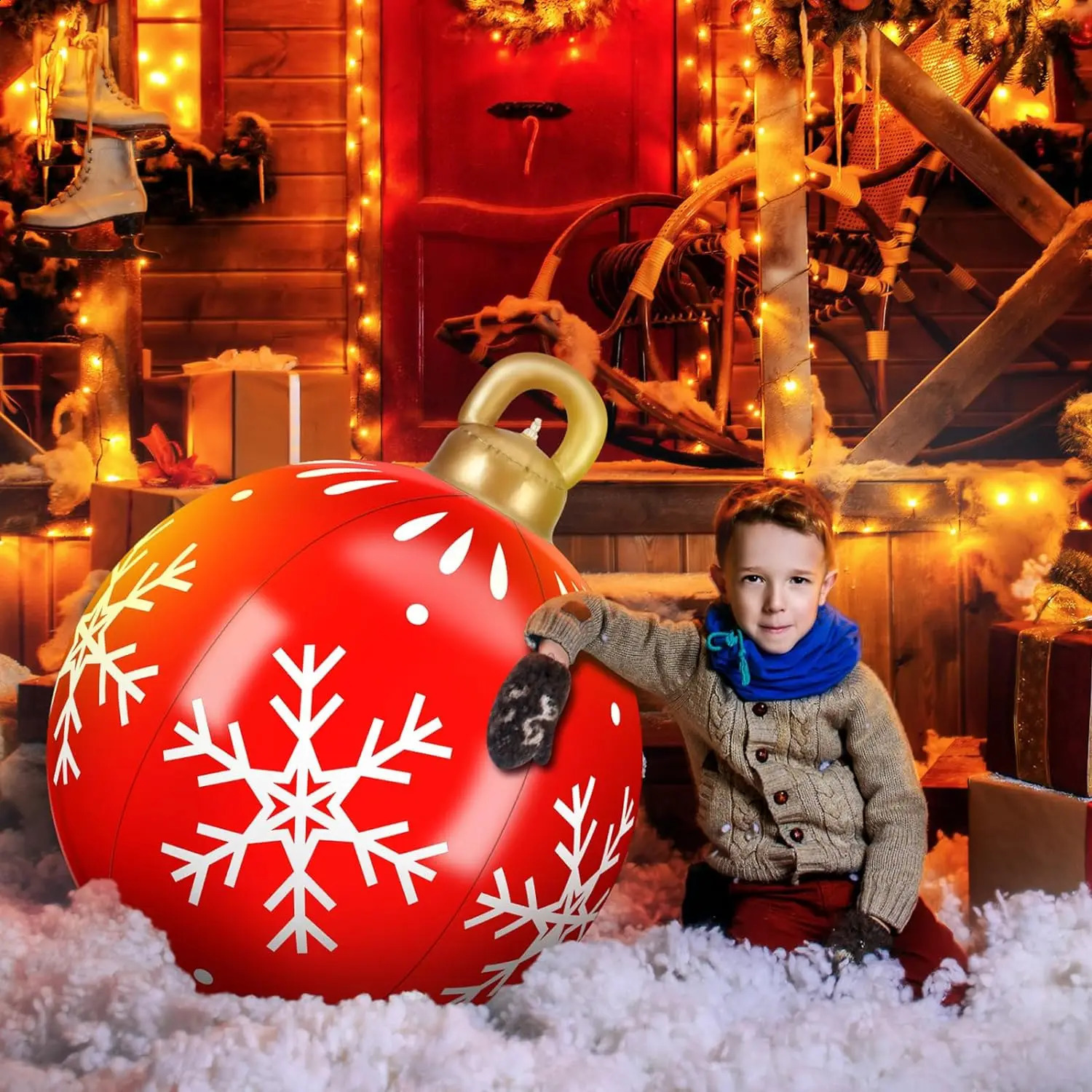 60cm Outdoor Christmas Inflatable Decorated Ball PVC Giant Big Large Balls Xmas Tree Decorations Toy Ball Without Light Ornament 240805