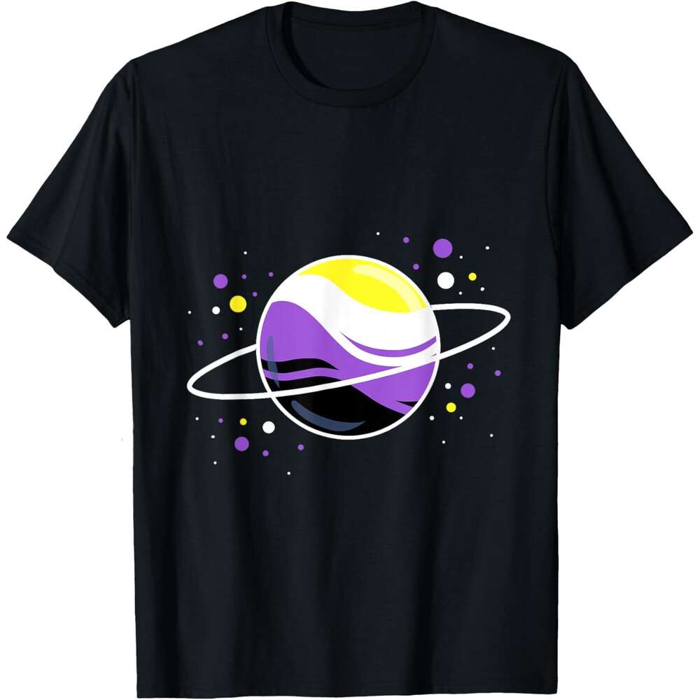 T shirt Mens Outer Space Planet Nonbinary Pride T-Shirt shirts tshirt graphic tee Casual tops summer clothes Short sleeve Free shipping