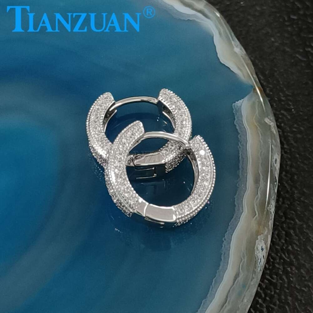 New Simple Small Hoop Moissanite Sterling Sier Trend Piercing Earrings for Women Men