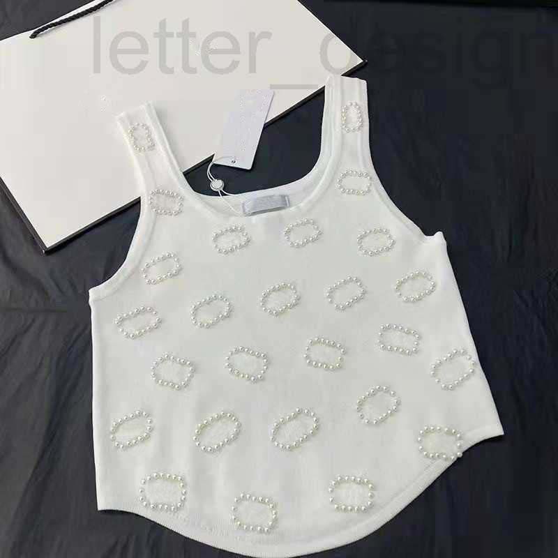 Women's T-Shirt designer women summer knit tee tops pearl inlay cotton crop top t-shirt clothing high end sexy pullovers vest NDRE