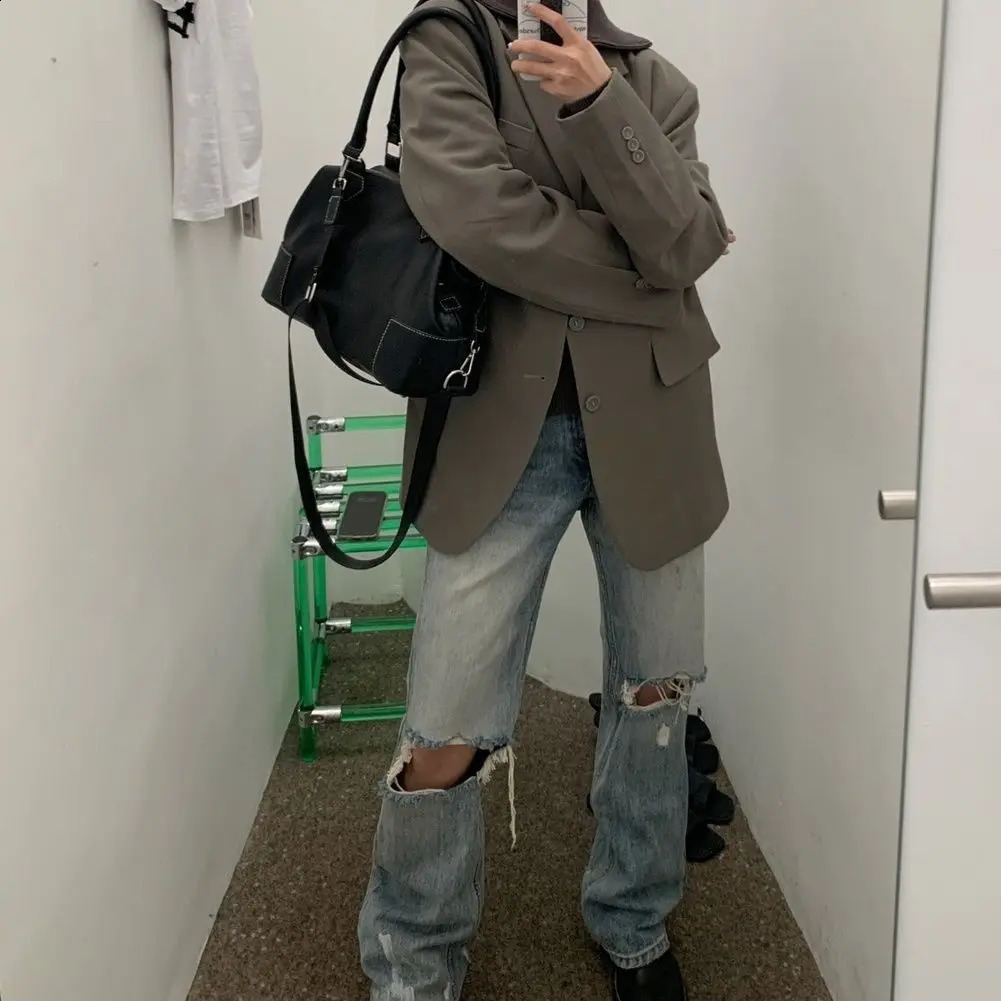 Girls Crossbody Tote Bag Highcapacity Grunge Y2k Aesthetic Shoulder Vintage Simple Fashion Casual Handbags All Match 240805