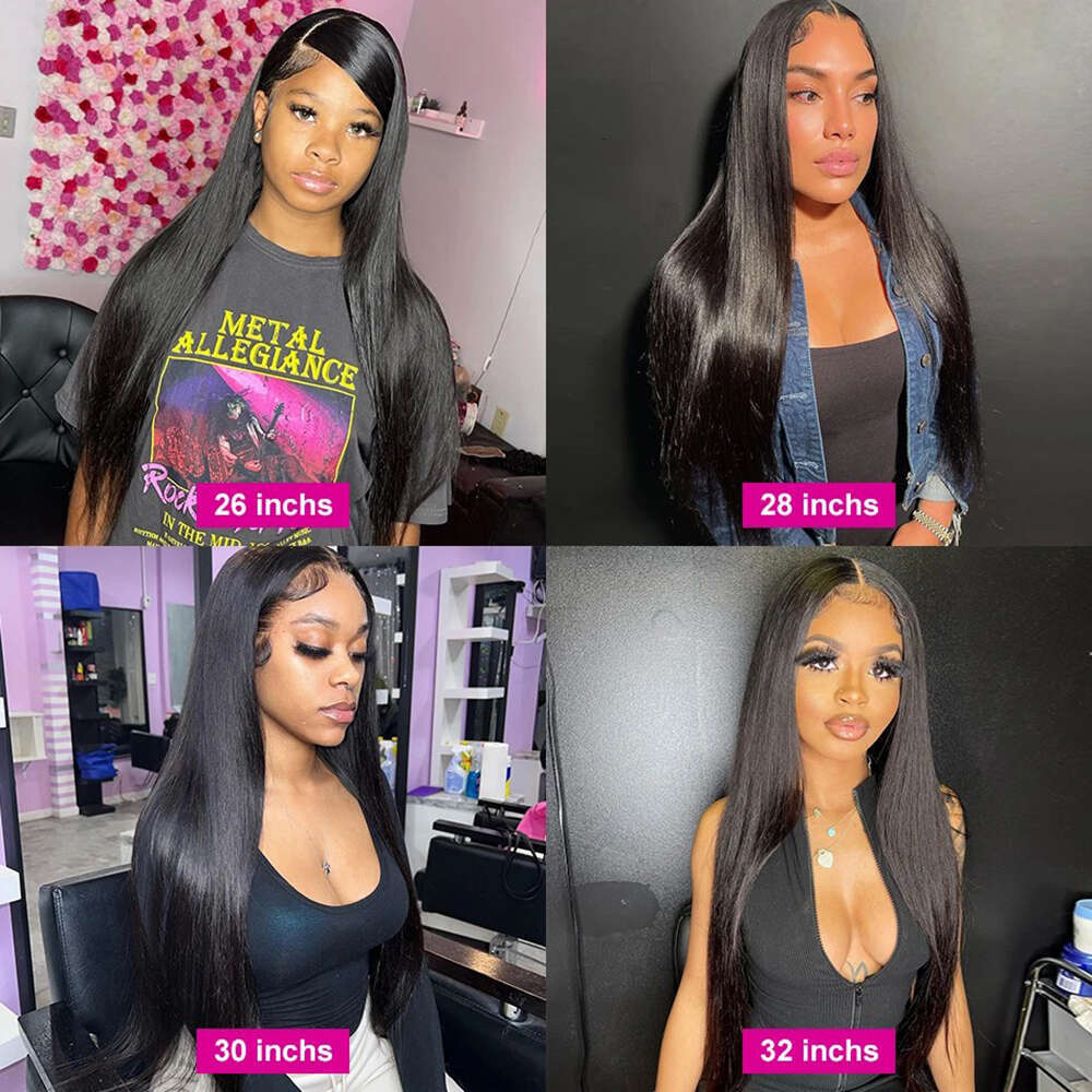 13X6 HD Transparent Front Human Hair Preplucked Brazilian Straight 13X4 Frontal Wigs For Women 360 Full Lace Wig