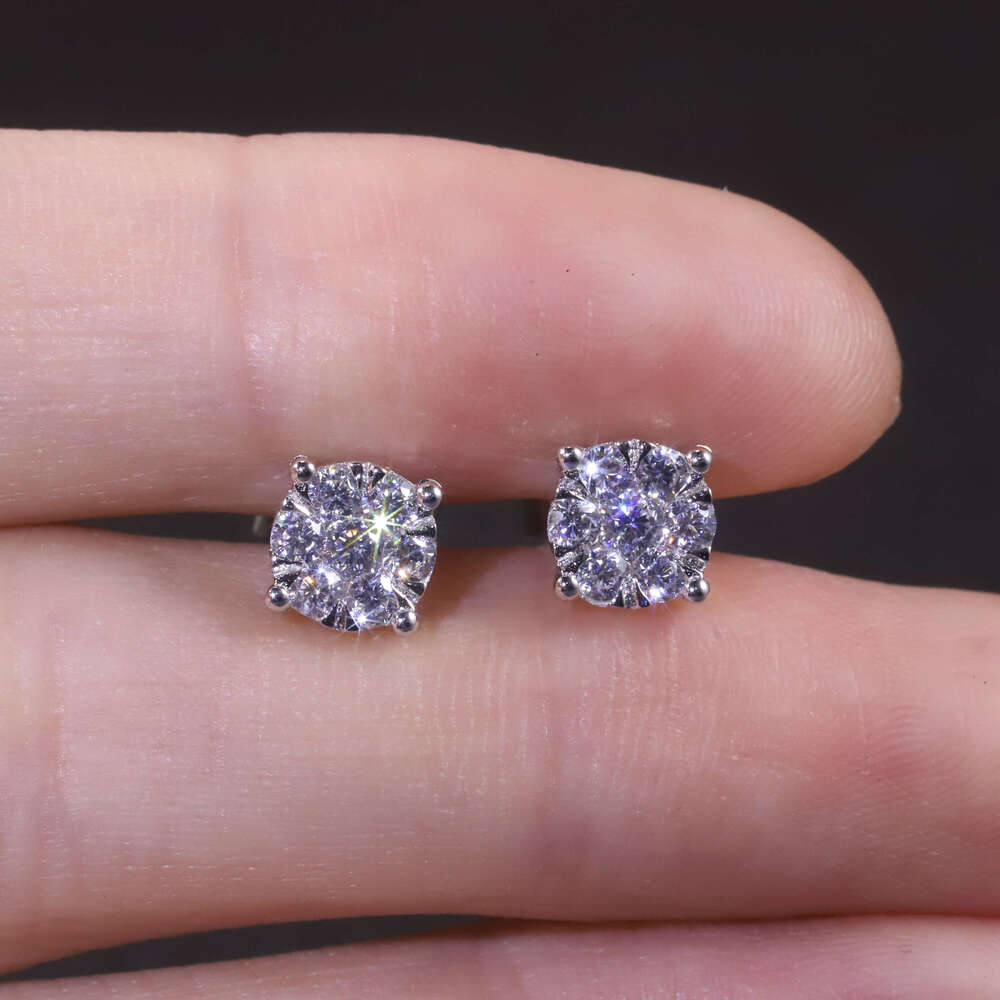 SU205 Abiding Jewelry Factory Wholesale 1CT Natural SI Stud 9K 10K 14K Solid Gold Real Diamond Cluster Earrings