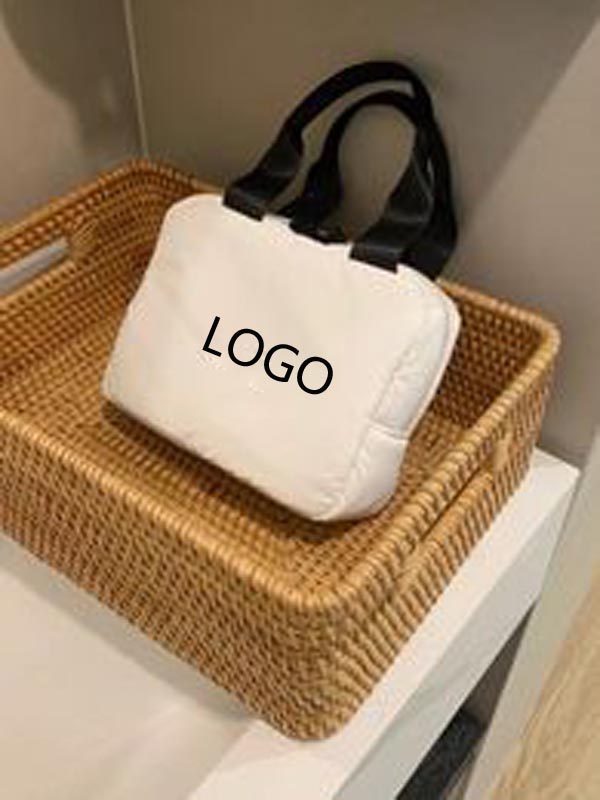 Designer White Handbag Letter Embroidered Camellia Soft Extra Large Makeup Washing Bag
