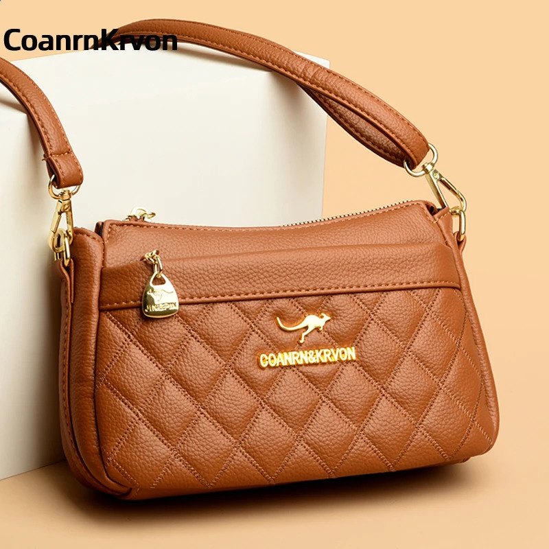 Soft Leather Handbag Advanced Sensory Fashion Zipper Storage Bag Multi functional Bottom Small Square for Women 240820