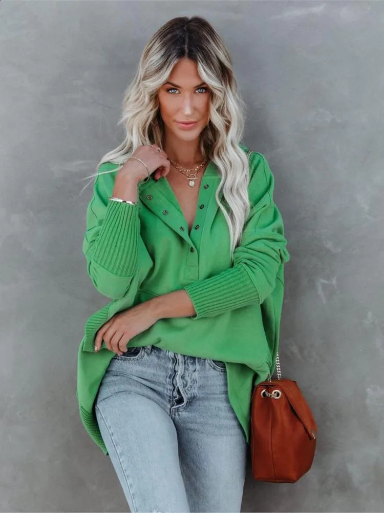 Casual Loose White Women Sweatshirt Autumn Winter V-neck Hooded Batwing Sleeve Hoodie Threaded Splicing Top For Women Pullovers 240805