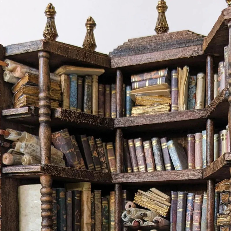 26cm The Bay Library Micro Bookcase Creative Decor Fashion Books Nook Fake Book shelf Portable Bookcase Miniature Pendant Movabl 240805