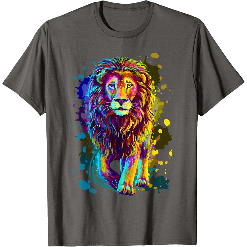 T shirt Mens Cool Colorful Wild Stylish T Shirt Lion Graphic Design T-Shirt shirts tshirt graphic tee Casual tops summer clothes Short sleeve