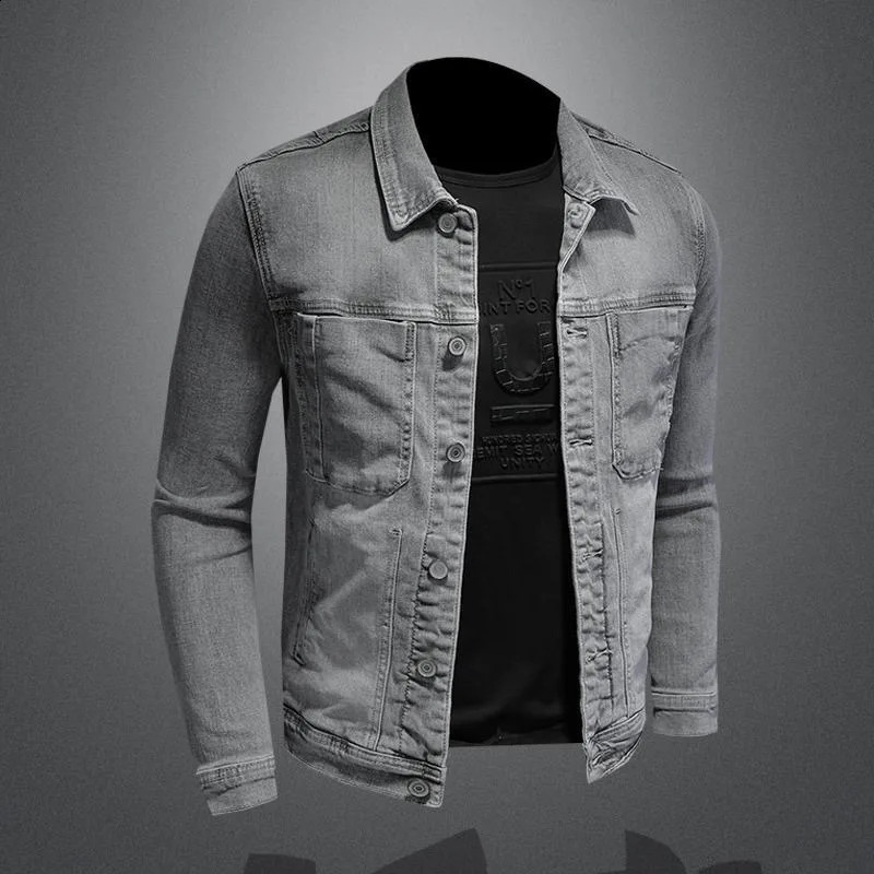 SpringSummer Classic Solid Color Retro Cowboy Jacket Mens Casual Loose Comfortable High Quality Coat 240827