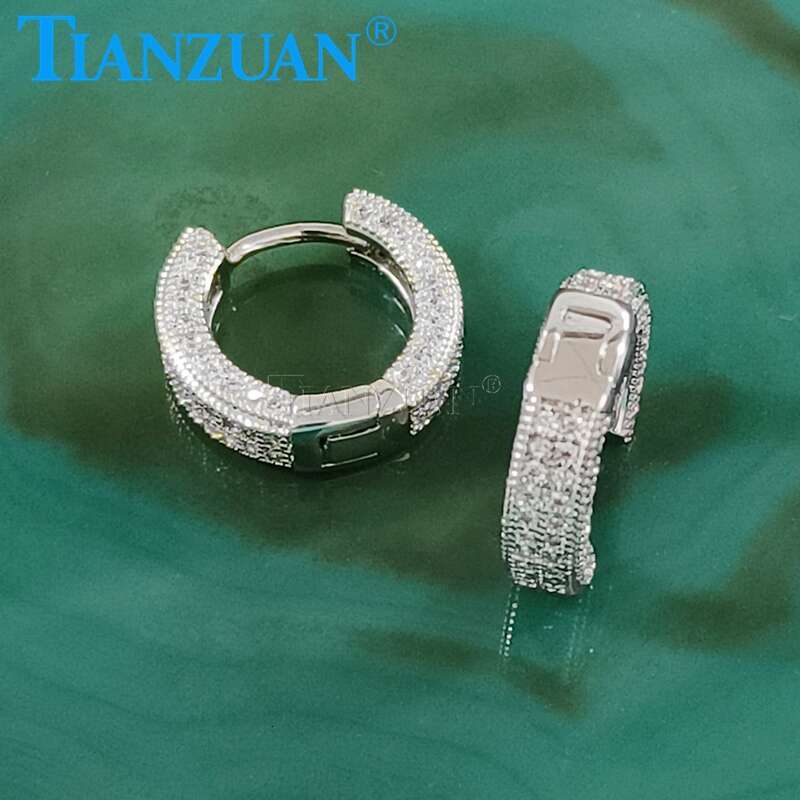 New Simple Small Hoop Moissanite Sterling Sier Trend Piercing Earrings for Women Men