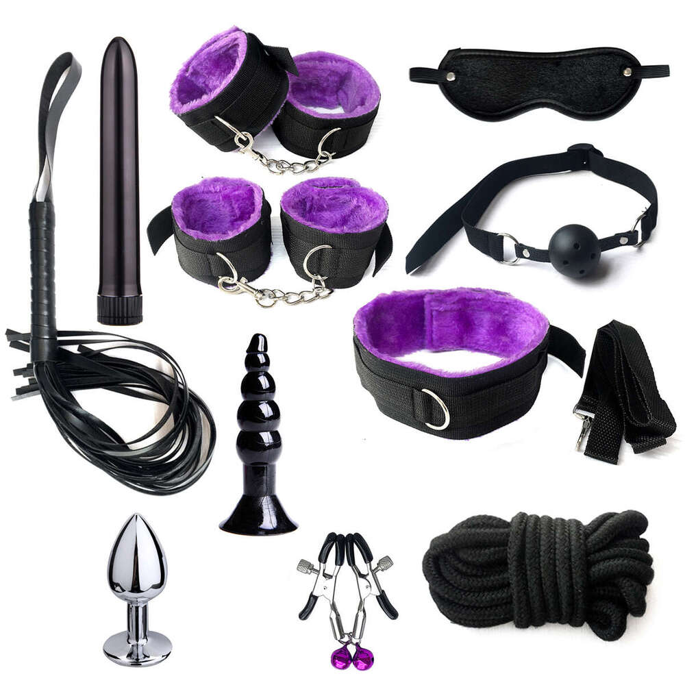 SANICA Bdsm Sex Toy Sexy Slave Leather Bed Sm Fetish Bondage Kit 11pcs Fetish Handcuffs Bondage Restraints For Adult Bondage Set