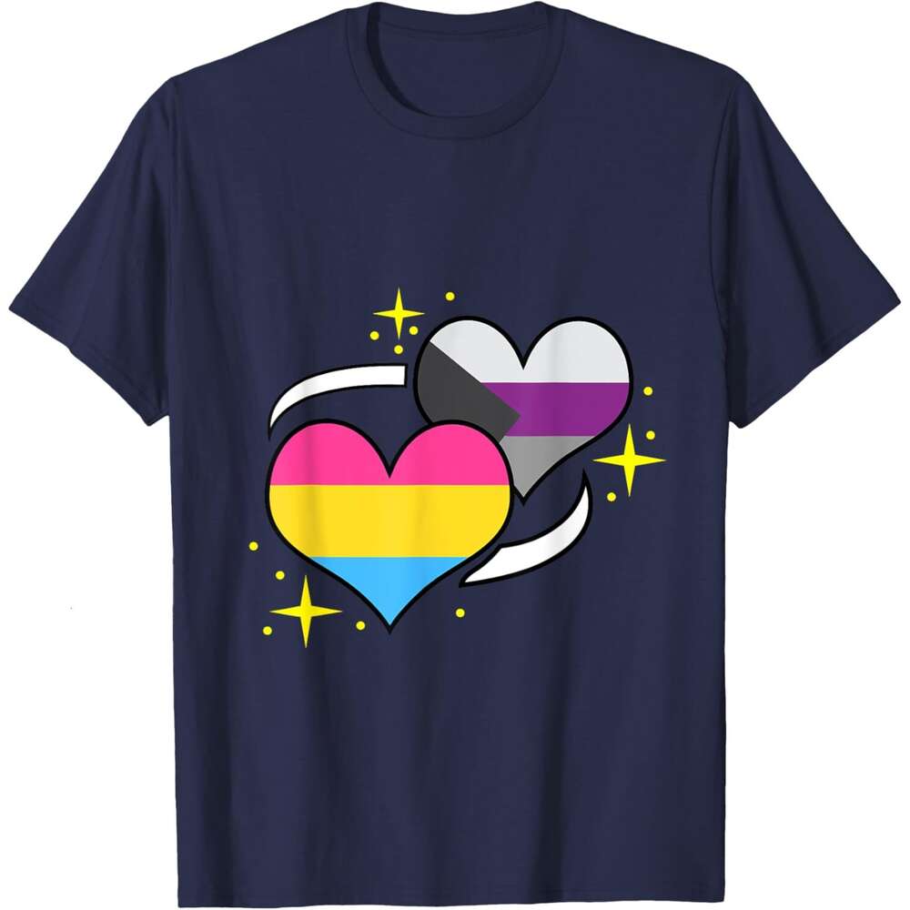 T shirt Mens Pan Flag Heart Panromantic Demisexual T-Shirt shirts tshirt graphic tee Casual tops summer clothes Short sleeve Free shipping