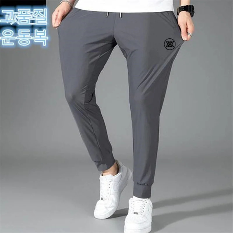 Plus Size 4 5XL Summer Ice Silk Golf Pants Men High Elastic Ultra-thin Casual Sport Trousers Quick-dry jogging Running Sweatpant 240805
