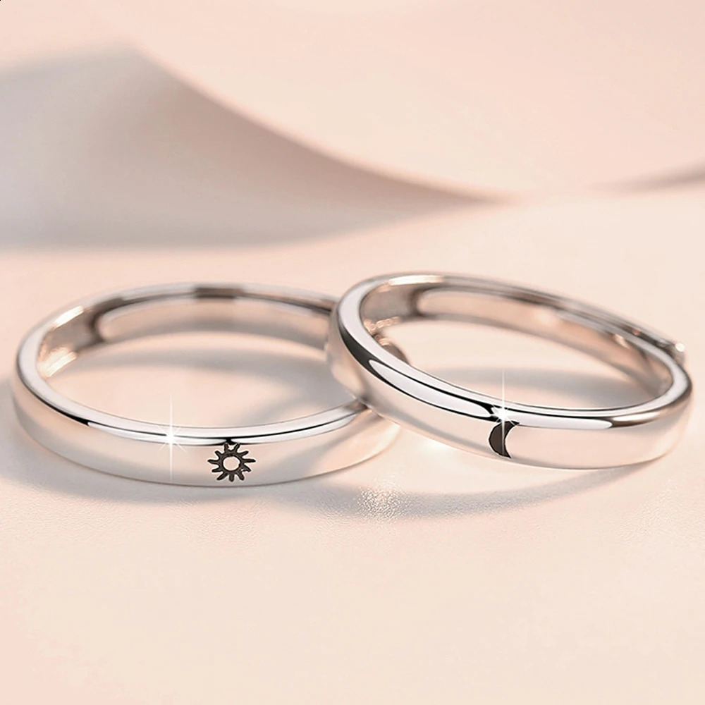 Monkton 925 Sterling Silver Couple Ring for Women Men Classic Sun Moon promise Ring Anniversary Gift for Girlfriend with Box 240905