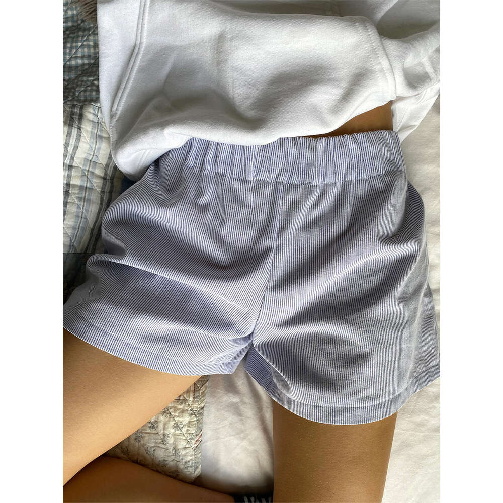 Fashion Thin Striped Patchwork Women Y2k Medium Stretch Waist Shorts with Pockets for Womens Casual Sleepwear Half Pants for Men Pants Trousers Cartoo