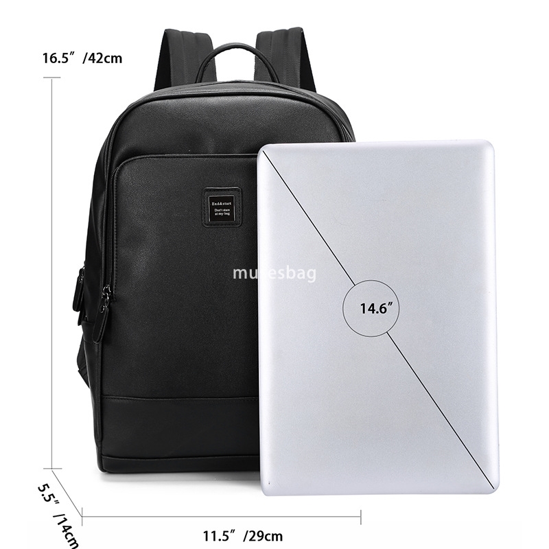 Men's backpack new leather leisure large capacity business computer backpack male schoolbag fashion brand