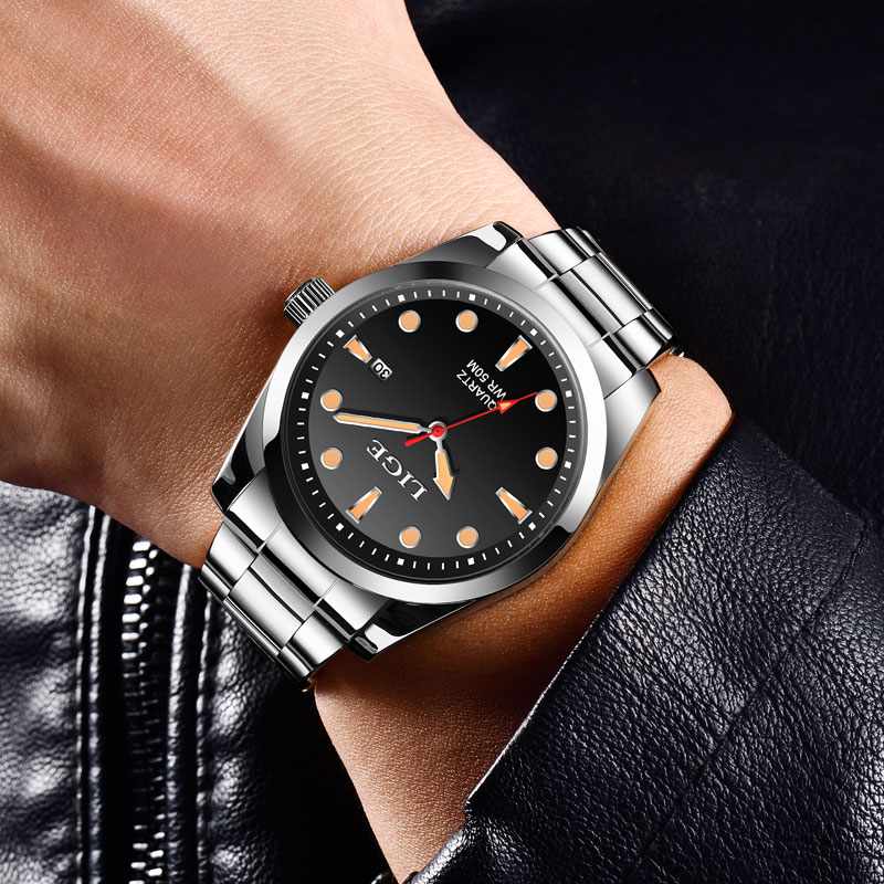 LIGE Mens Watches 5ATM Sports Waterproof Quartz Wristwatch Luminous Clock Ultra Thin Date Watch for Men Relogio Masculino+Box