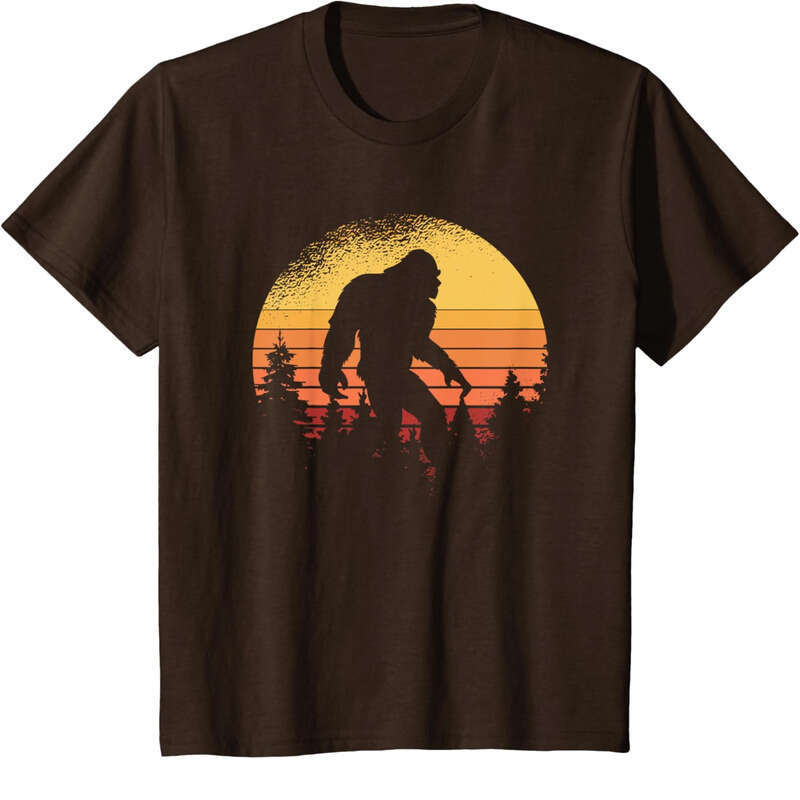 T shirt Mens Retro Bigfoot Believer Silhouette Sasquatch Hide And Seek T-Shirt shirts tshirt graphic tee Casual tops summer clothes Short sleeve Free 