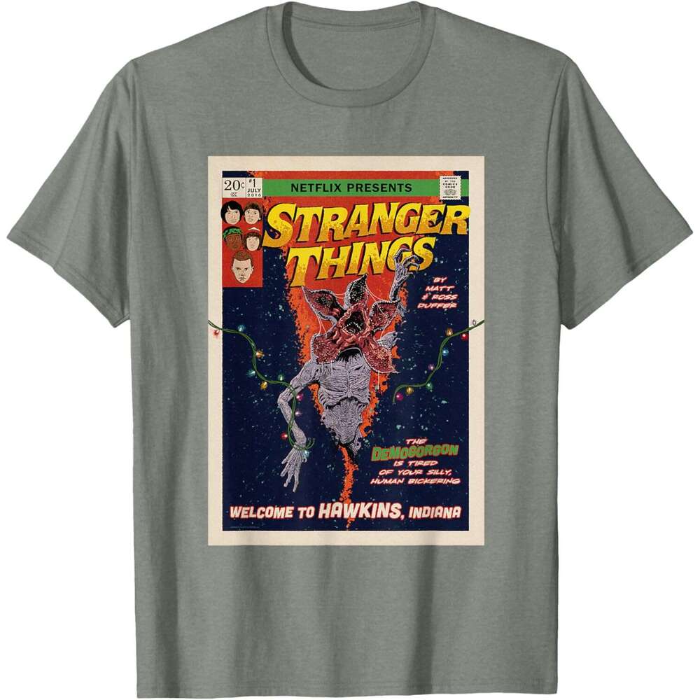 T shirt Mens Welcome To Hawkins Comic Cover T-Shirt shirts tshirt graphic tee Casual tops summer clothes Short sleeve Free shipping