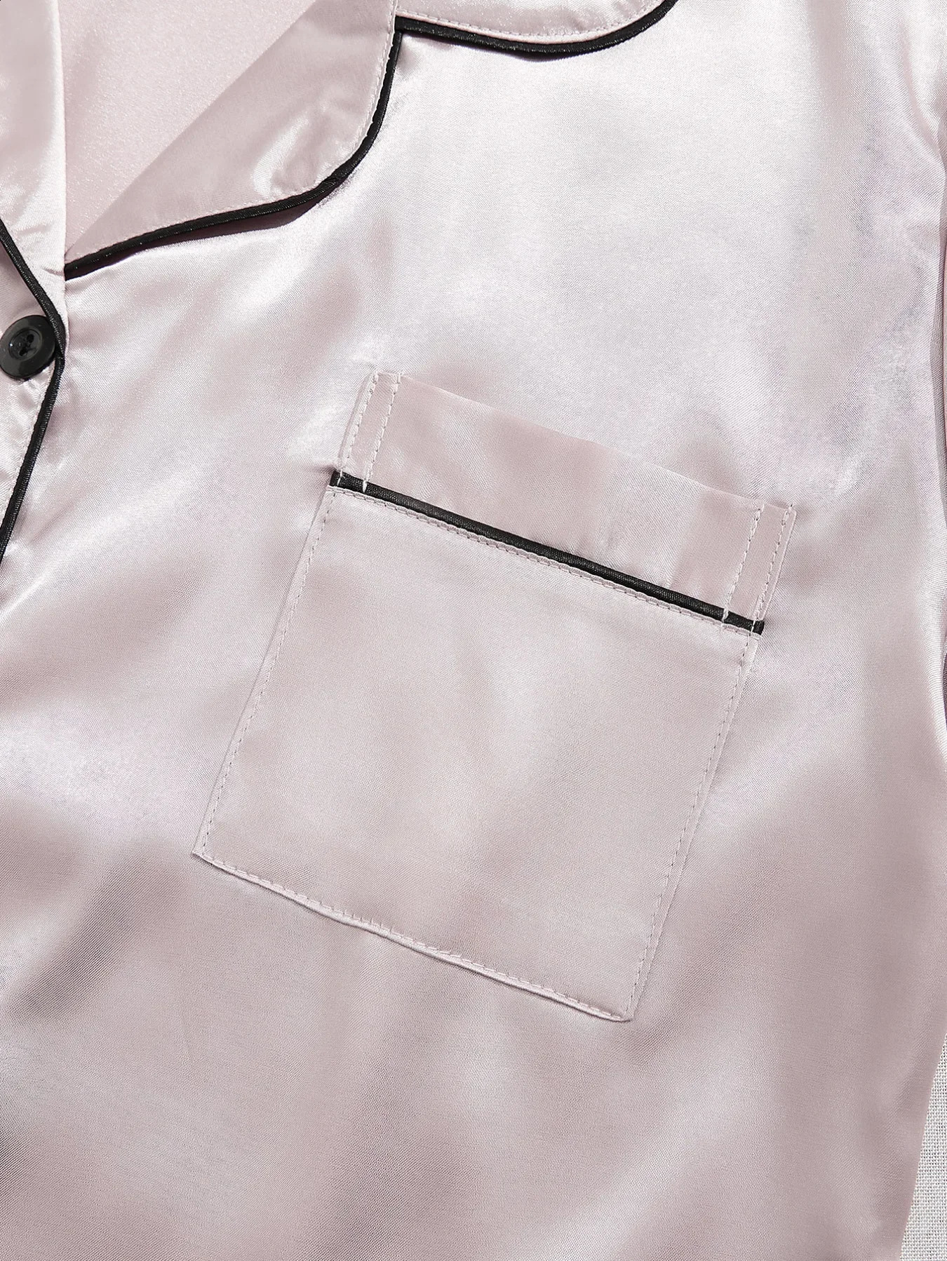 Satin Pajama Set for Women 3 Sets Short Sleeve Lapel Top and Elastic Waistband Shorts Soft Sleepwear Loungewear Summer Pjs Sets